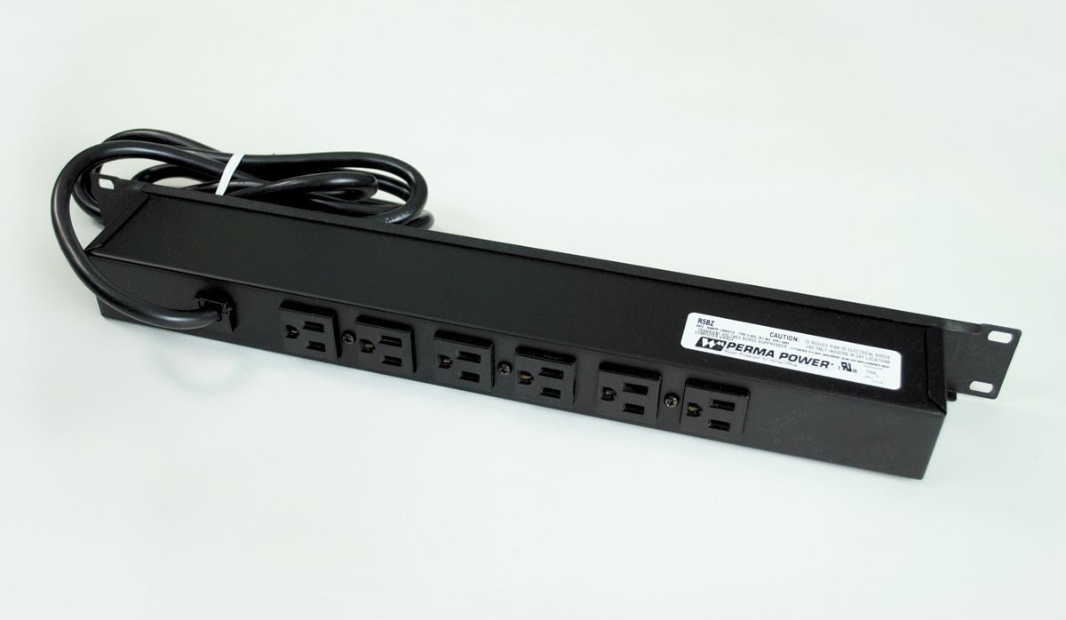  Plug-In Outlet Center Unit; 6 Rear Outlet, 15 ft Cord With 14/3 AWG SJT NEMA 5-15P Plug, 120 Volt, 15 Amp