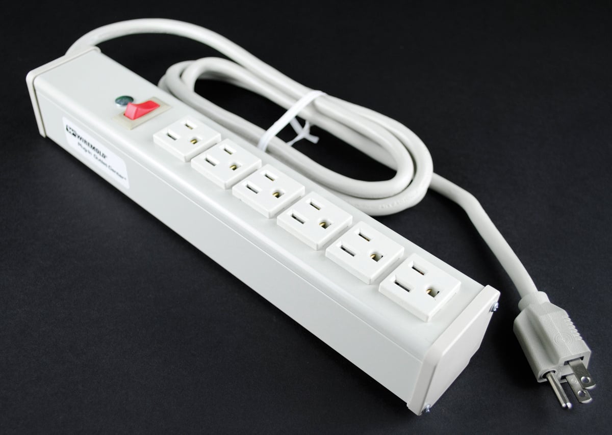 R612 Compact Multi-Outlet Power Strip, 125 V AC, 15 A, 6 Outlets, 15 ft L Cord, Snap-Fit Mount
