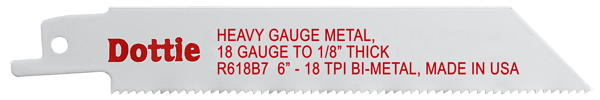 R618B7 Reciprocating Saw Blade, 6 in L x 3/4 in W, 18, Bi-Metal Body