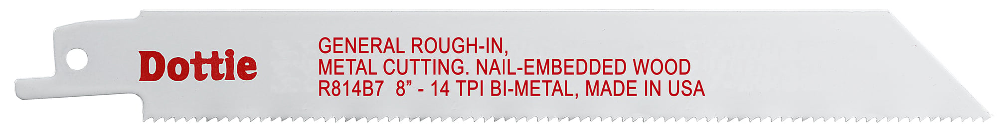 R814B7 Reciprocating Blade, 8 in L x 3/4 in W, 14, Bi-Metal Body