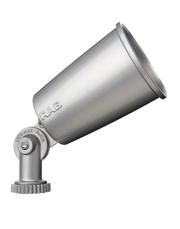 R90S Landscape Floodlight,) PAR-38 Lamp, 120 V AC, Silver Gray Housing
