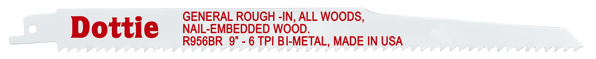 R956BR Reciprocating Blade, 9 in L x 3/4 in W, 6, Bi-Metal Body