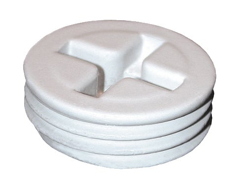 R9W Plug, For Use With Lighting Cover and Box, #6-32 Nickel Plated Brass Screw, Ceiling Mount, Die Cast/Stamped Aluminum, White