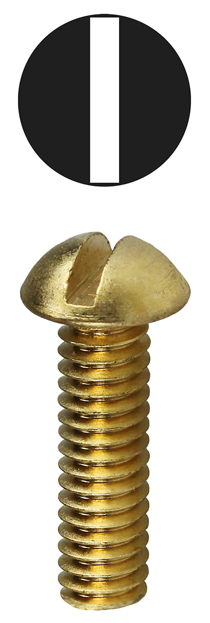 RMB141 Machine Screw, 1/4-20, 1 in OAL, Solid Brass, Pan/Round Head, Slotted Drive