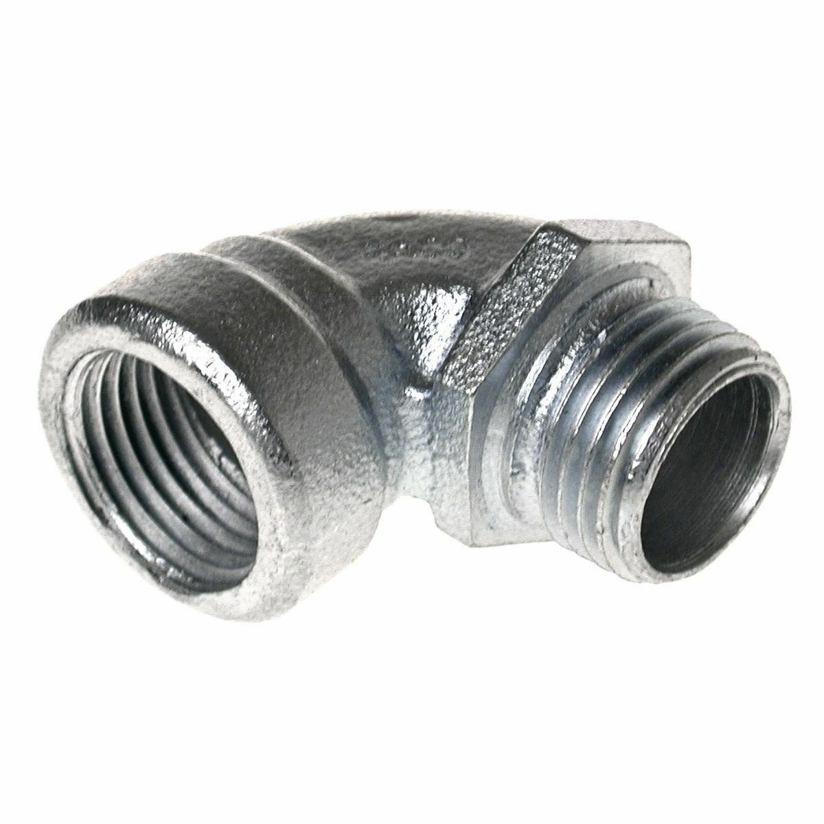 1723 Short Conduit Elbow, 3/4 in Trade, 90 deg, Malleable Iron, Metallic
