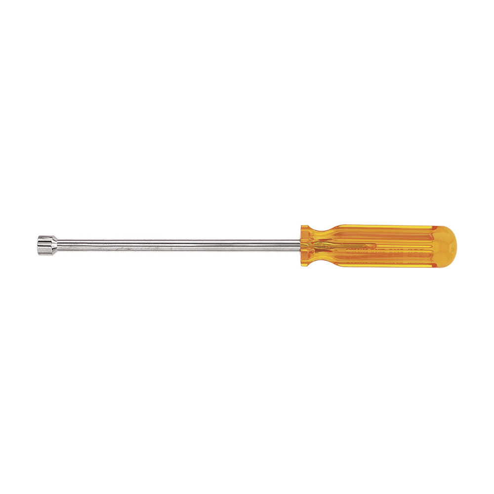 S106M Magnetic Nutdriver, 5/16 in, Solid Shank, Amber, ANSI/ASME Specified, Nickel Polished Chrome
