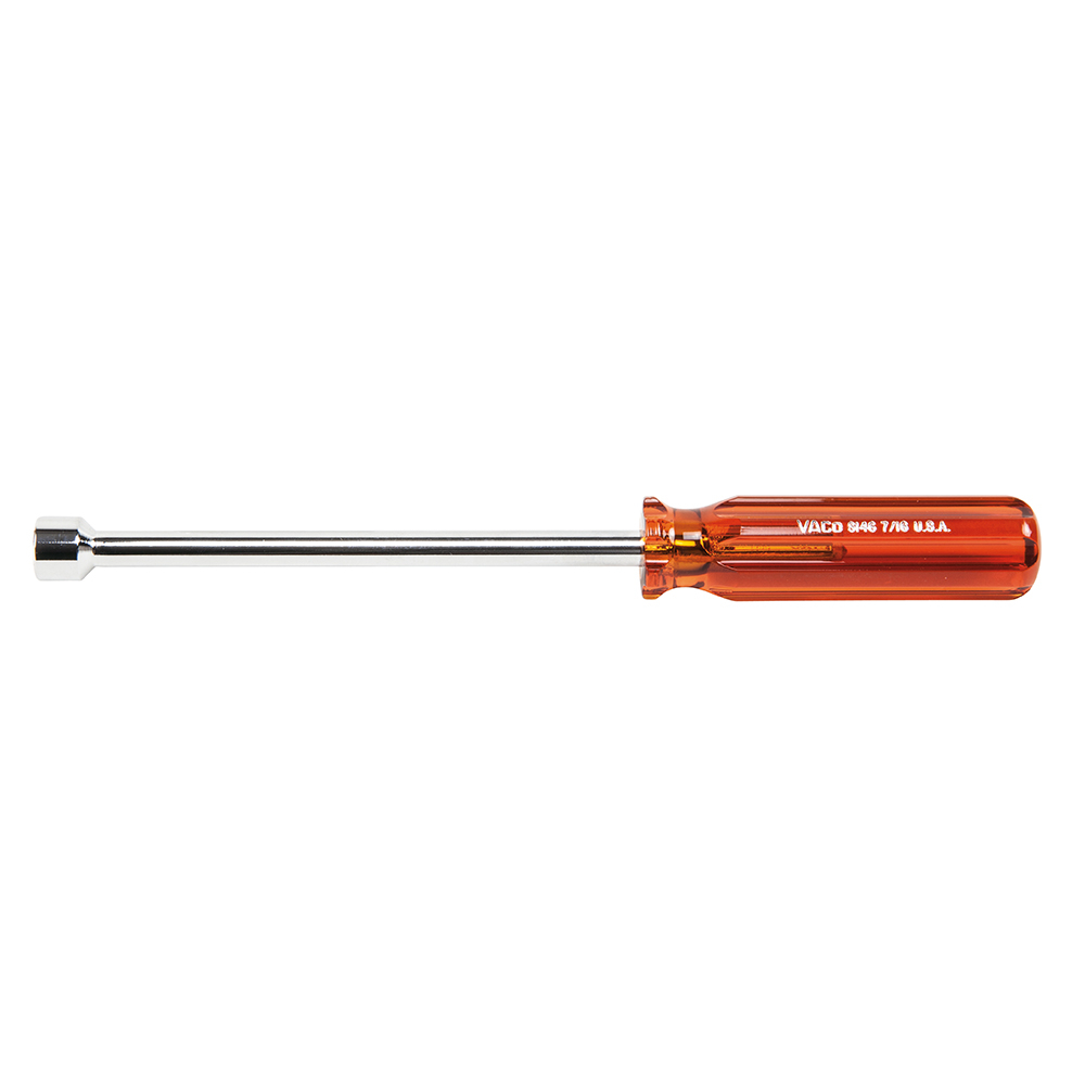 S146 Individual Nutdriver, 7/16 in, Hex Shank, Brown, ANSI/ASME Specified, Nickel Polished Chrome