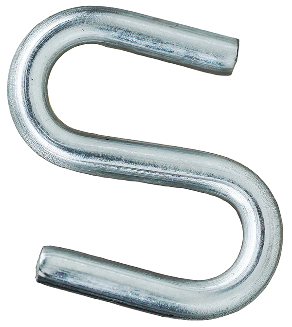 S2 4870 S-Hook, 1-1/2 in OAL, Low Carbon Cold Drawn Steel, Zinc Plated