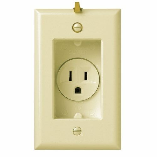 S3713I 15 Amp 125V Clock Hanger Recessed Single Receptacle Smooth Wall Plate, Ivory