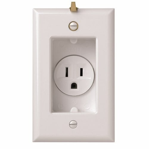 S3713W 15 Amp 125V Clock Hanger Recessed Single Receptacle Smooth Wall Plate, White