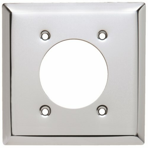 S3862C 2-Gang Chrome Wall Plate, 1 Power Outlet Receptacle Opening