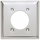 Two Gang Power Outlet Receptacle Opening, 2.1563 hole for 2.125 dia. device - 4 mtg. holes, Smooth Metal, White
