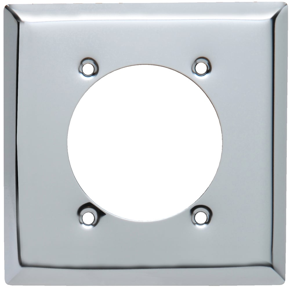 S3863C 2-Gang Chrome Wall Plate, 1 Power Outlet Receptacle Opening