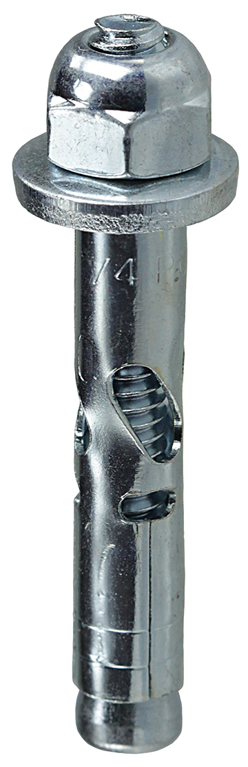 SA14138 Sleeve Anchor, 1/4 in Dia, Steel, Hex Head
