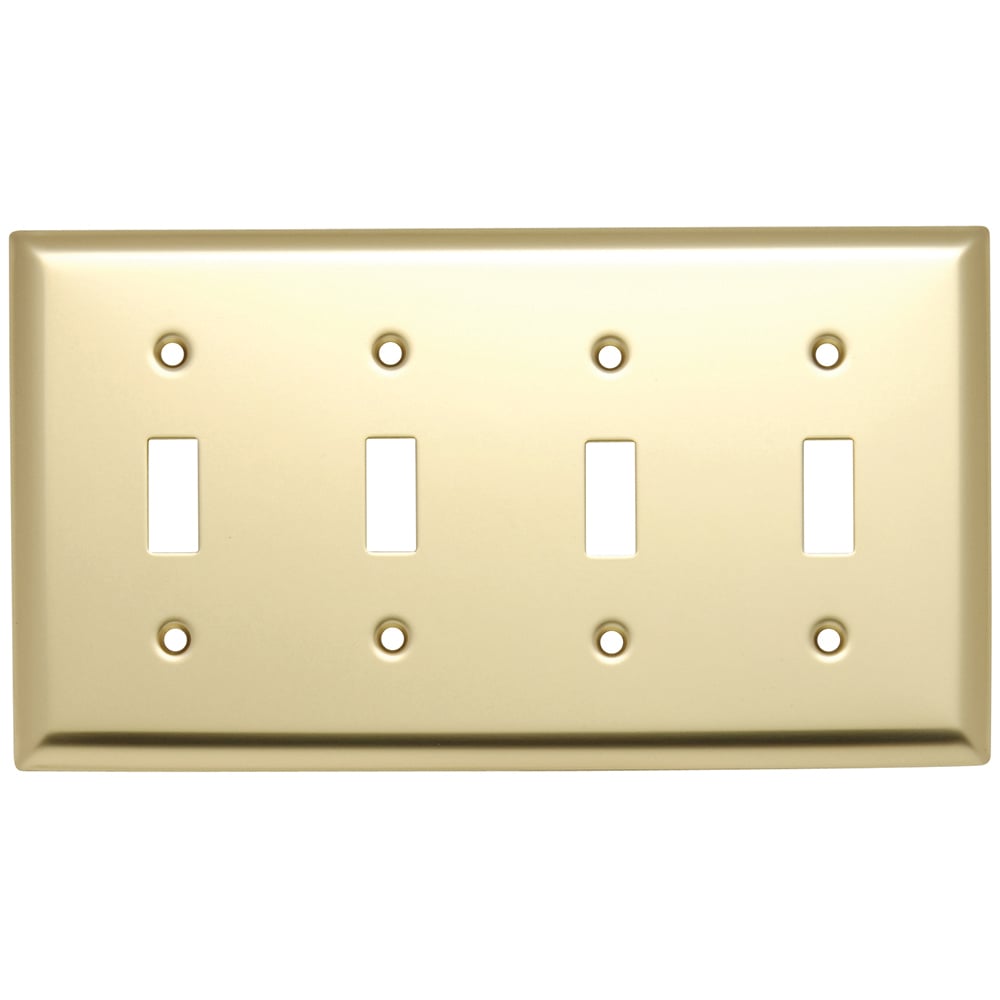 SB4PB 4-Gang Polished Brass Wall Plate, 4 Toggle Openings