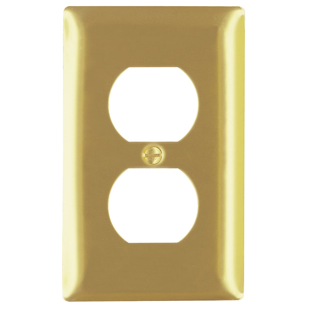 SB8PB 1-Gang Polished Brass Wall Plate, 1 Duplex Receptacle Opening
