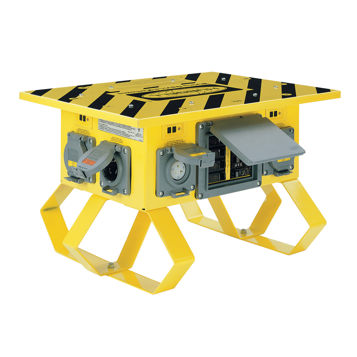 SBSB2 1-Phase Pre-Wired Heavy Duty Standard Sized Straight Blade Temporary Power Complete Unit With (6) 125 V AC 20 A Receptacles, 120/240 V AC, 50 A, 12500 W Power Rating, 3 Poles, 4 Wires