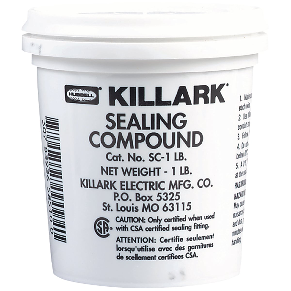 SC-4 OZ Sealing Compound, 4 oz Plastic Pail with Pry-Off Lid, Gray