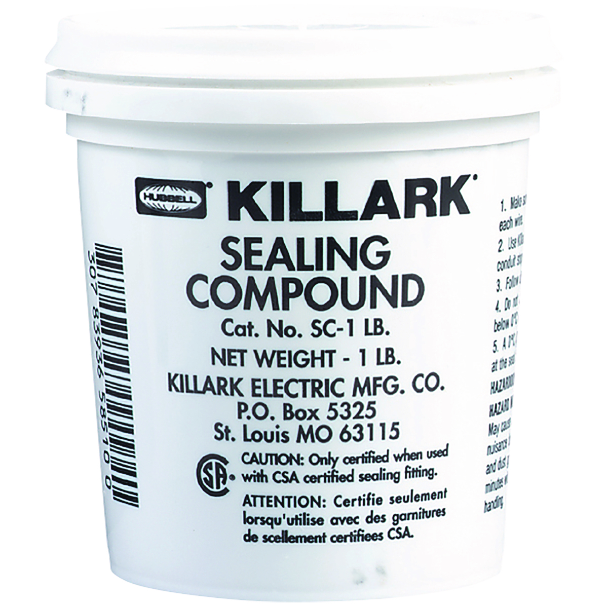 SC-5 LB Sealing Compound, 5 lb Plastic Pail with Pry-Off Lid, Gray