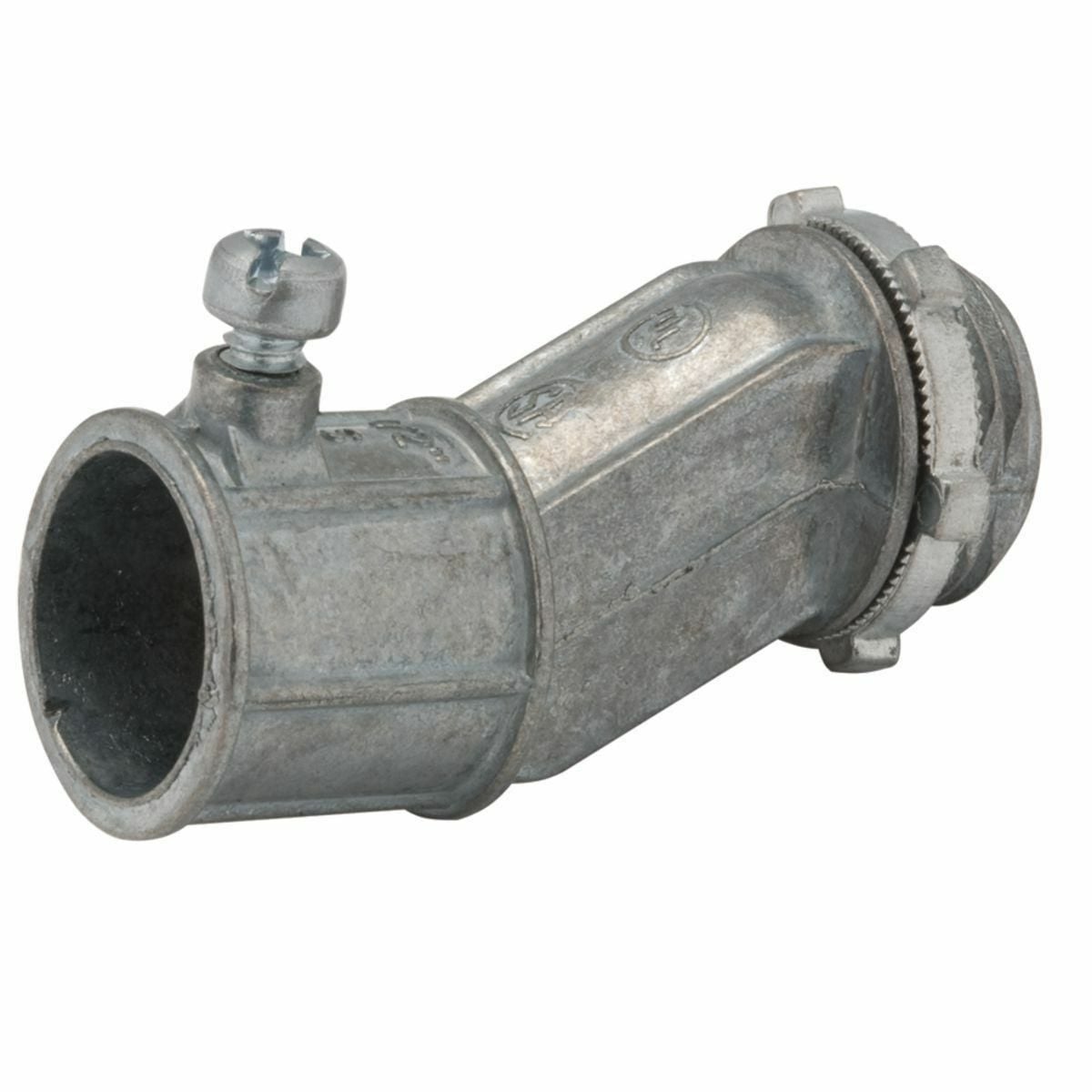 1763 Non-Insulated Offset Conduit Connector, 3/4 in Trade, 13/16 in Cable Openings, For Use With EMT Conduit, Die Cast Zinc