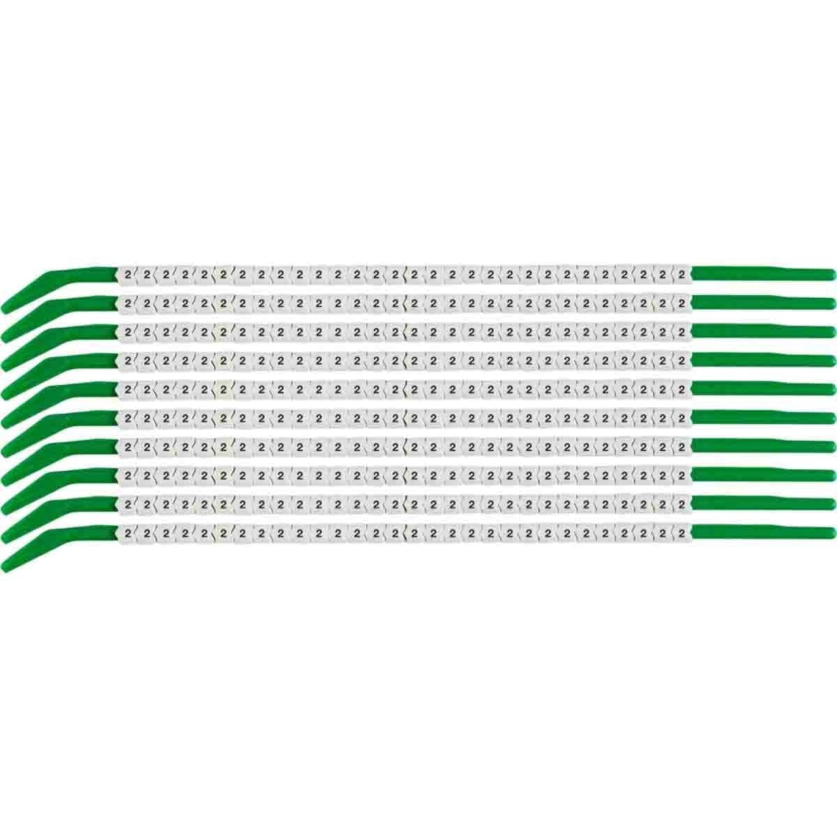 SCN09-2 Clip-Sleeve SCN Pre-Printed Wire Marker, 0.098 to 0.11 in Wire, 2 Legend, Black on White Legend, White Marker, Nylon