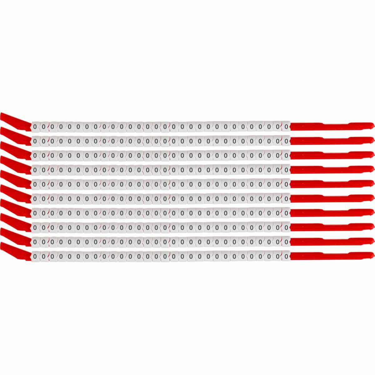 SCN10-0 Clip-Sleeve SCN Pre-Printed Wire Marker, 0.11 to 0.134 in Wire, 0 (zero) Legend, Black on White Legend, White Marker, Nylon
