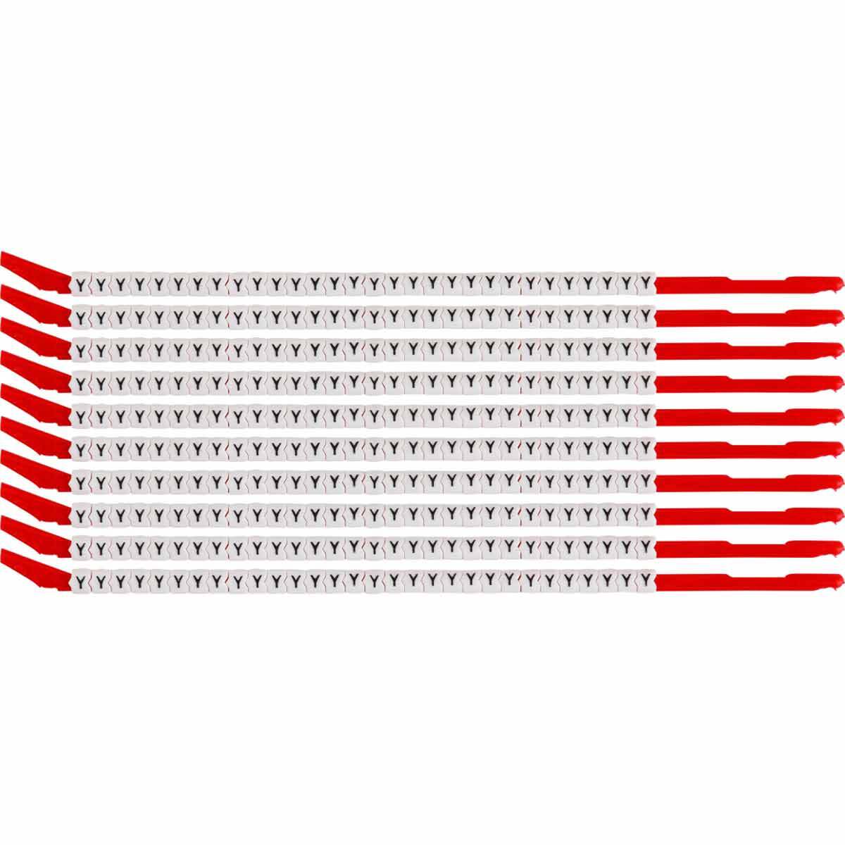SCN10-Y Clip-Sleeve SCN Pre-Printed Wire Marker, 0.11 to 0.134 in Wire, Y Legend, Black on White Legend, White Marker, Nylon