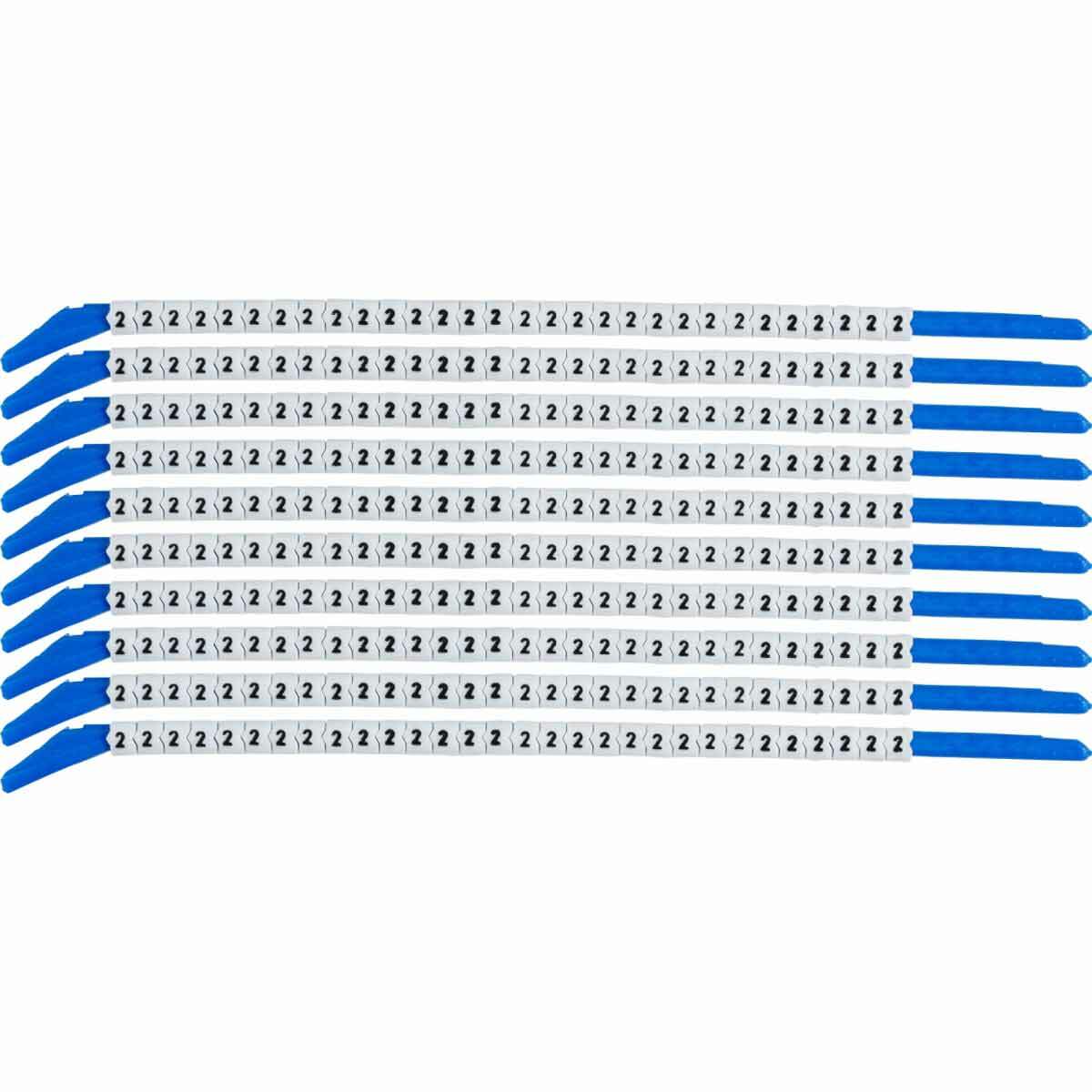 SCN13-2 Clip-Sleeve SCN Pre-Printed Wire Marker, 0.134 to 0.181 in Wire, 2 Legend, Black on White Legend, White Marker, Nylon