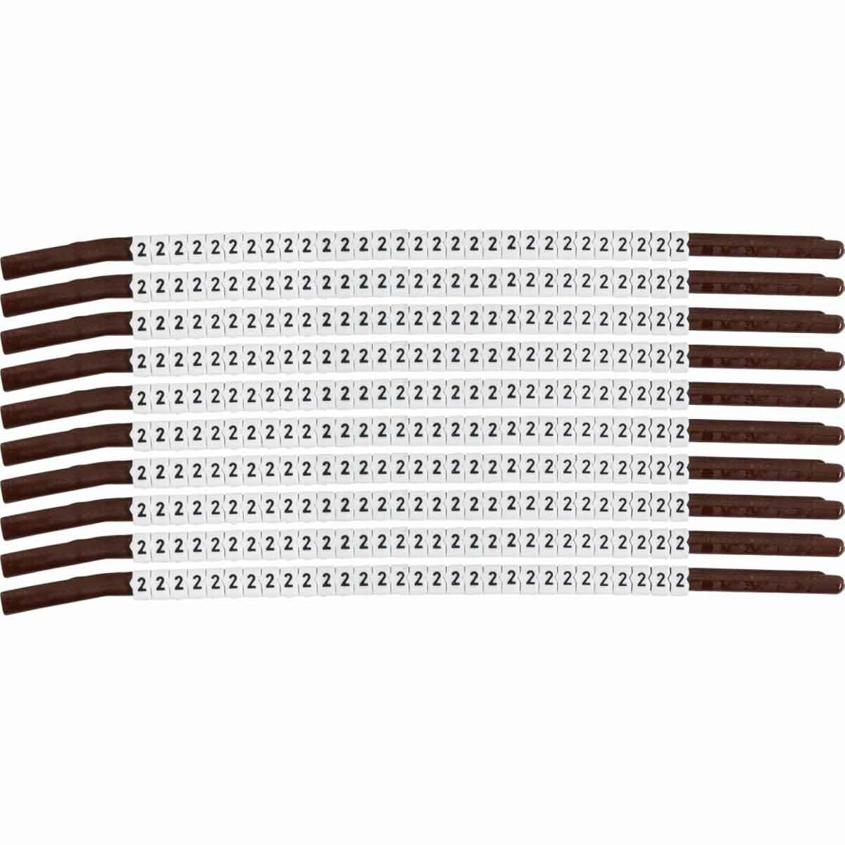 SCN15-2 Clip-Sleeve SCN Pre-Printed Wire Marker, 0.154 to 0.177 in Wire, 2 Legend, Black on White Legend, White Marker, Nylon