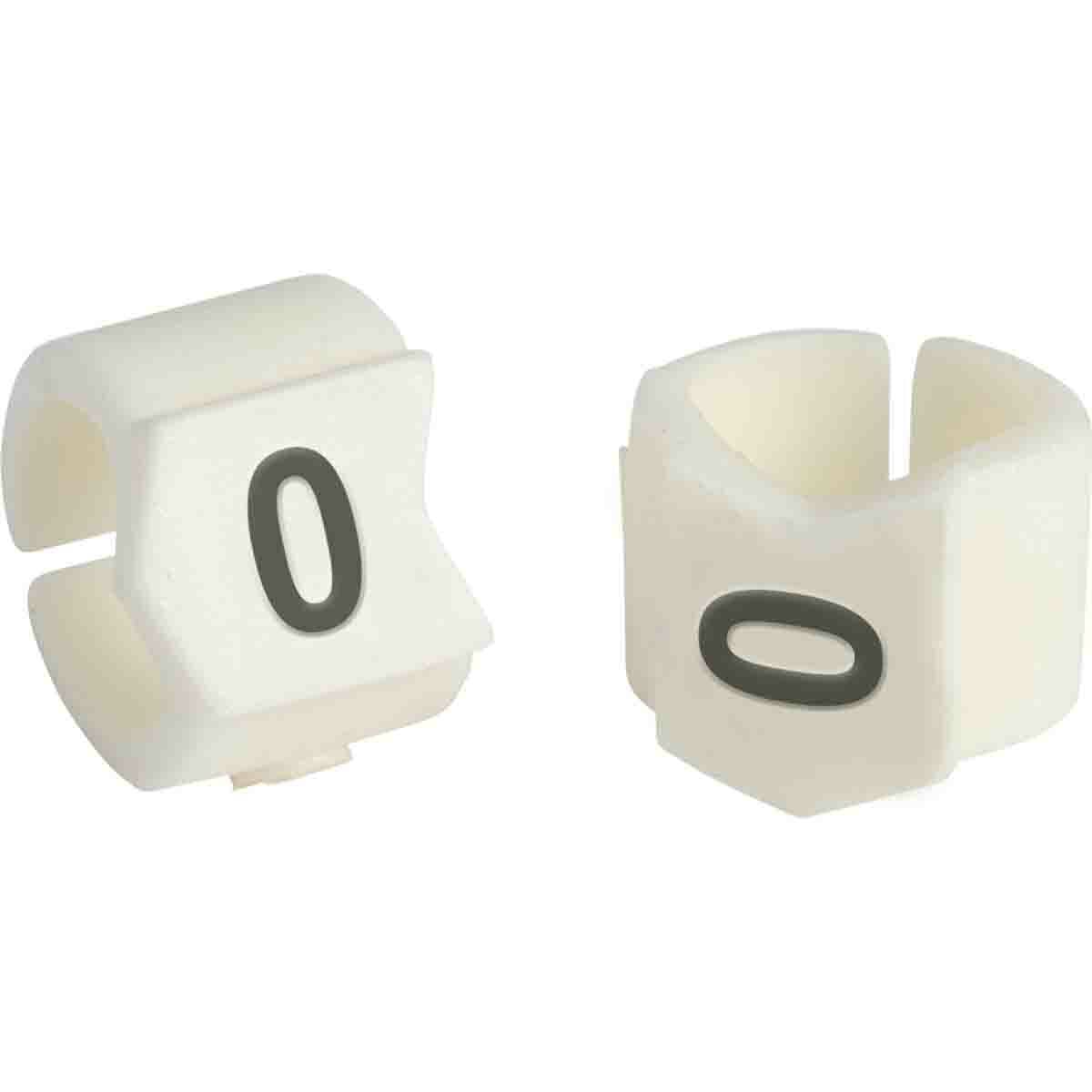 SCN23-0 Clip-Sleeve SCN Pre-Printed Wire Marker, 0.236 to 0.299 in Wire, 0 (zero) Legend, Black on White Legend, White Marker, Nylon