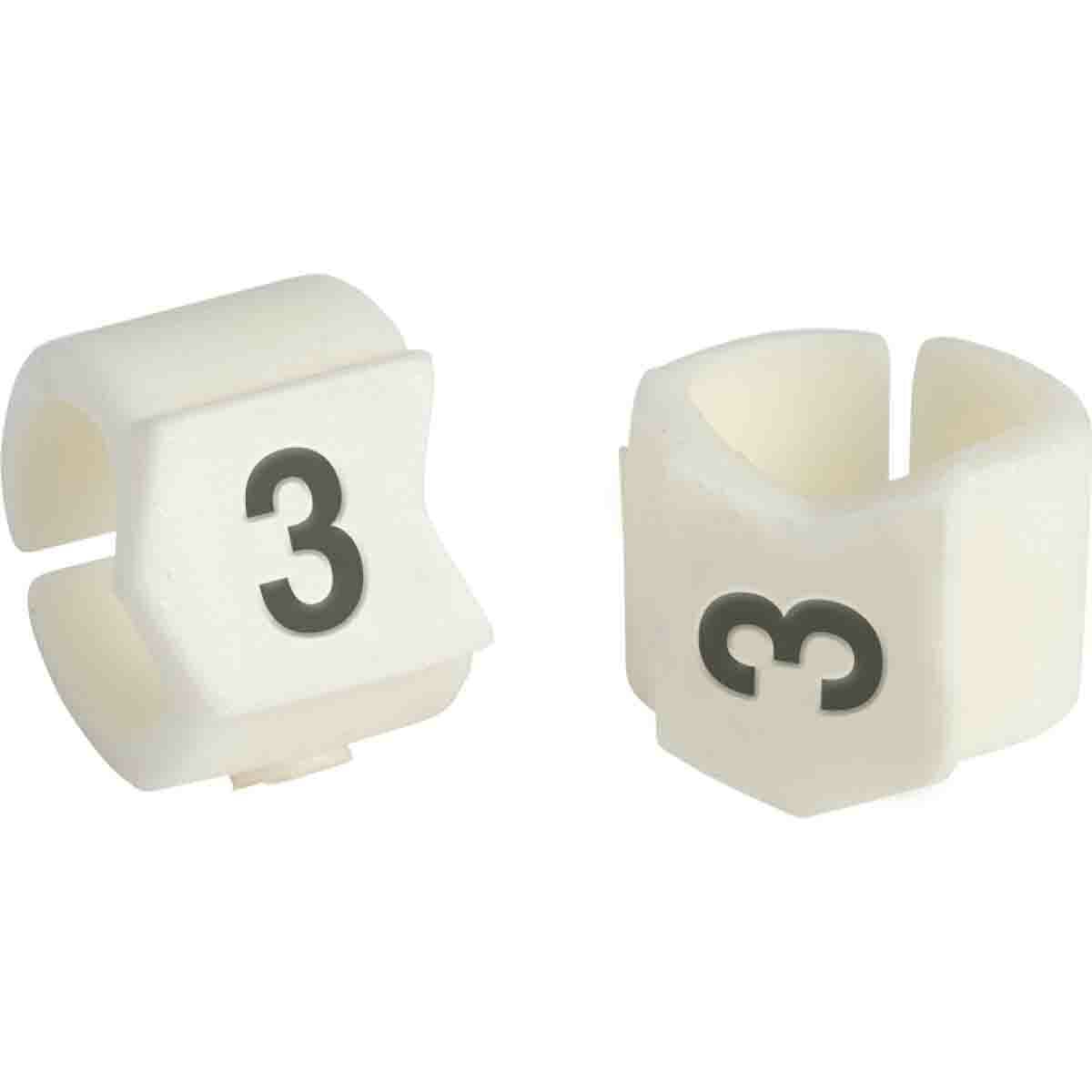 SCN23-3 Clip-Sleeve SCN Pre-Printed Wire Marker, 0.236 to 0.299 in Wire, 3 Legend, Black on White Legend, White Marker, Nylon
