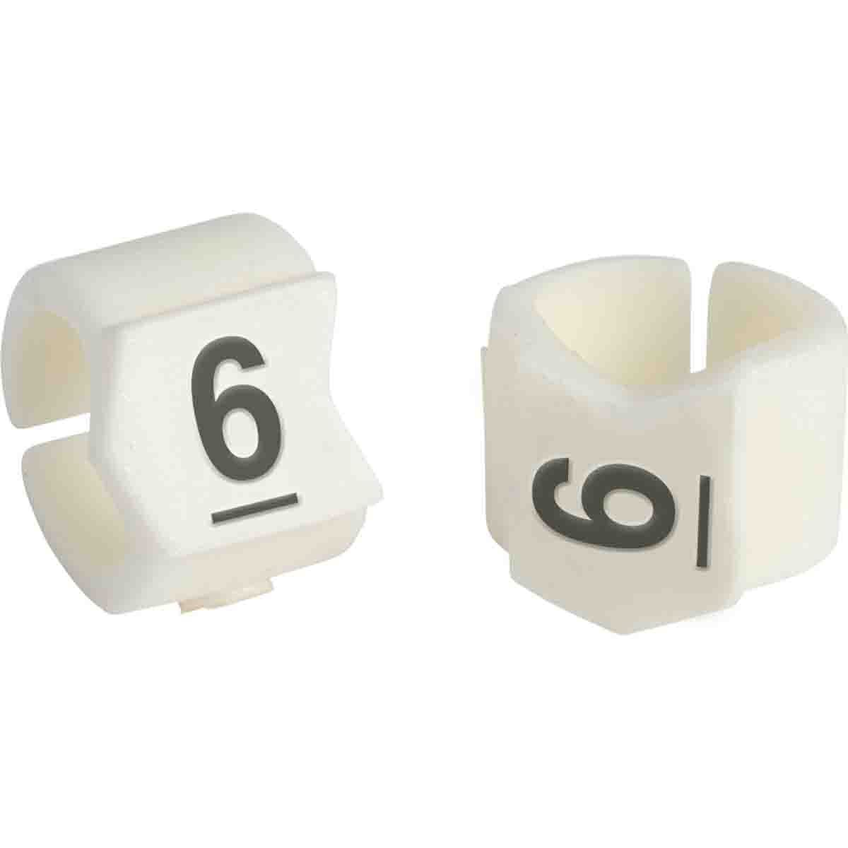 SCN23-6 Clip-Sleeve SCN Pre-Printed Wire Marker, 0.236 to 0.299 in Wire, 6 Legend, Black on White Legend, White Marker, Nylon