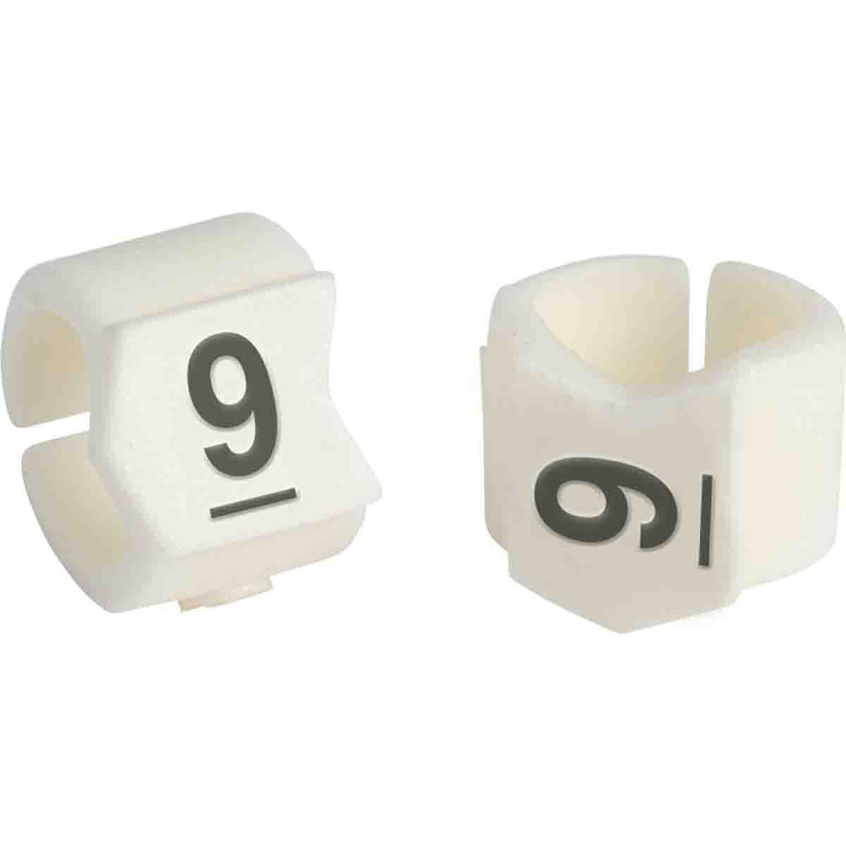 SCN23-9 Clip-Sleeve SCN Pre-Printed Wire Marker, 0.236 to 0.299 in Wire, 9 Legend, Black on White Legend, White Marker, Nylon