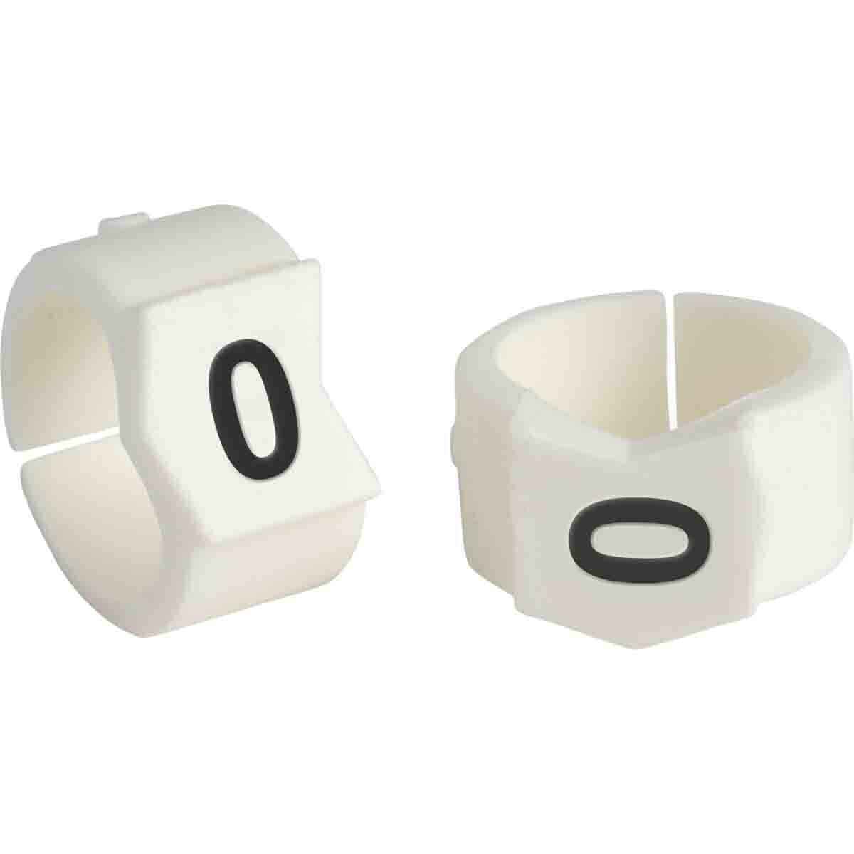 SCN45-0 Clip-Sleeve SCN Pre-Printed Wire Marker, 0.453 to 0.512 in Wire, 0 (zero) Legend, Black on White Legend, White Marker, Nylon