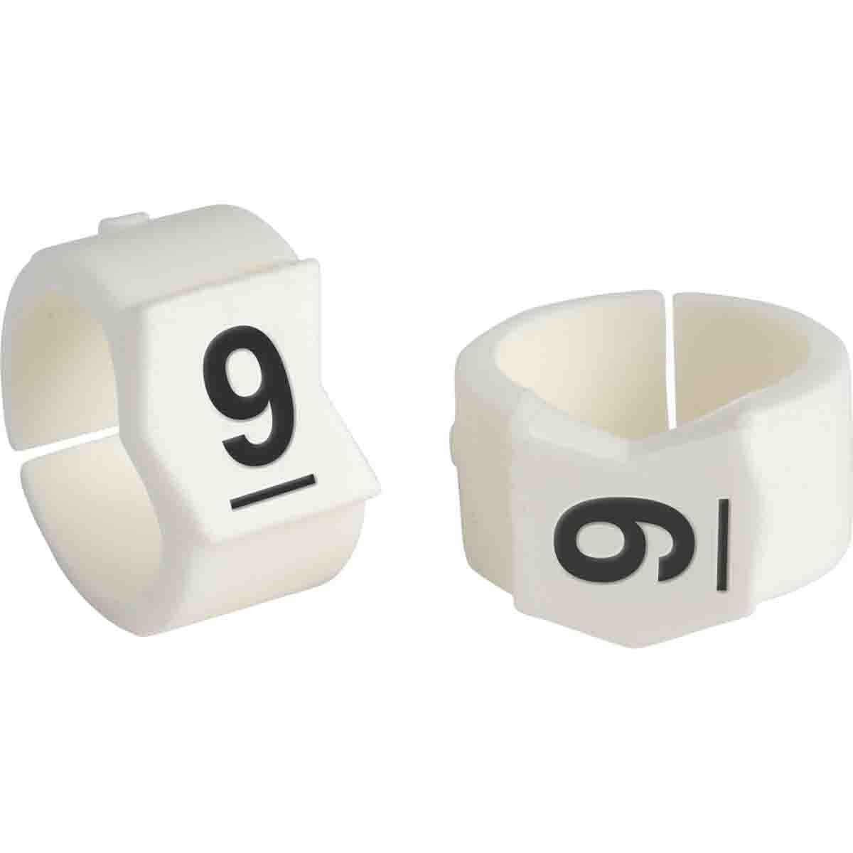 SCN45-9 Clip-Sleeve SCN Pre-Printed Wire Marker, 0.453 to 0.512 in Wire, 9 Legend, Black on White Legend, White Marker, Nylon