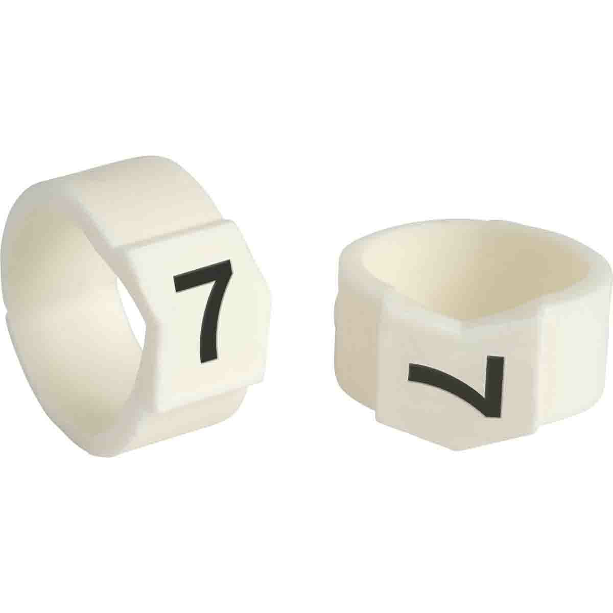 SCN61-7 Clip-Sleeve SCN Pre-Printed Wire Marker, 0.61 to 0.67 in Wire, 7 Legend, Black on White Legend, White Marker, Nylon