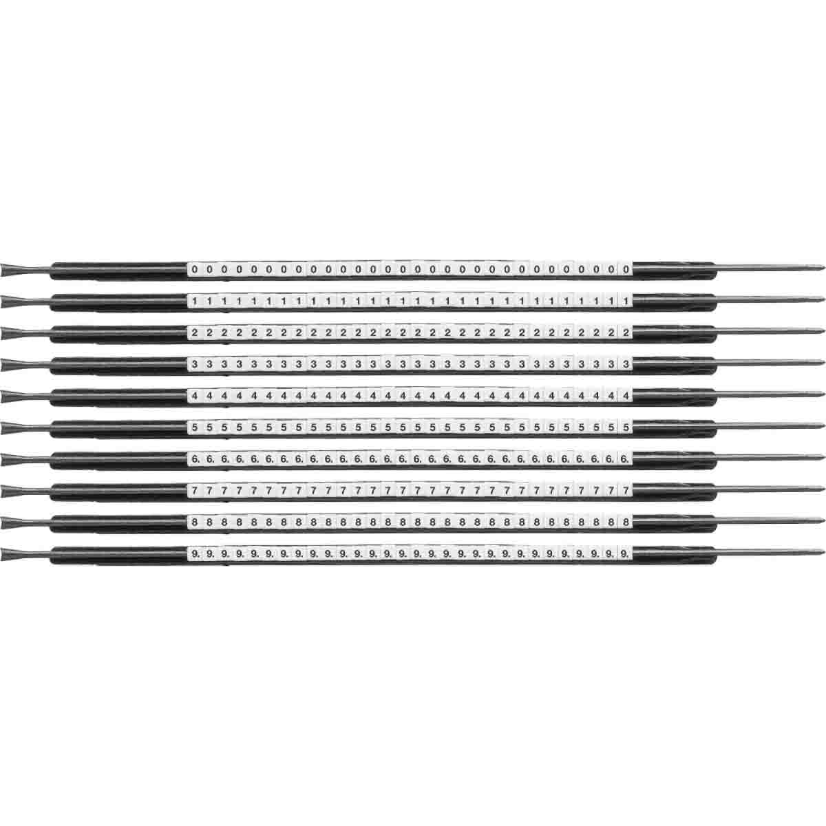 SCNC-05 Clip-Sleeve SCNC Combo Pack Pre-Printed Wire Marker, 0.053 to 0.073 in Wire, 0 to 9 Legend, Black on White Legend, White Marker, Nylon