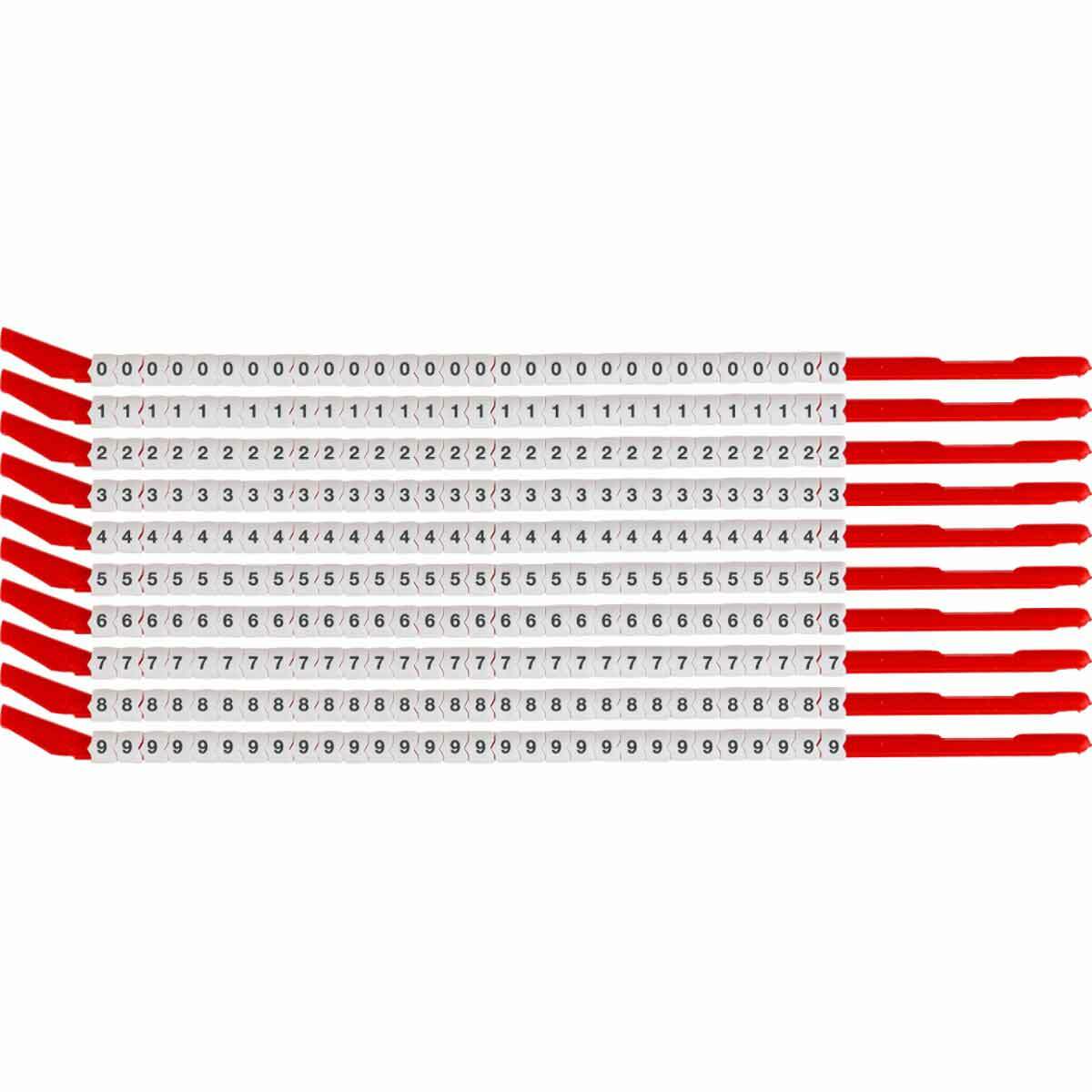 SCNC-10 Clip-Sleeve SCNC Combo Pack Pre-Printed Wire Marker, 0.11 to 0.134 in Wire, 0 to 9 Legend, Black on White Legend, White Marker, Nylon