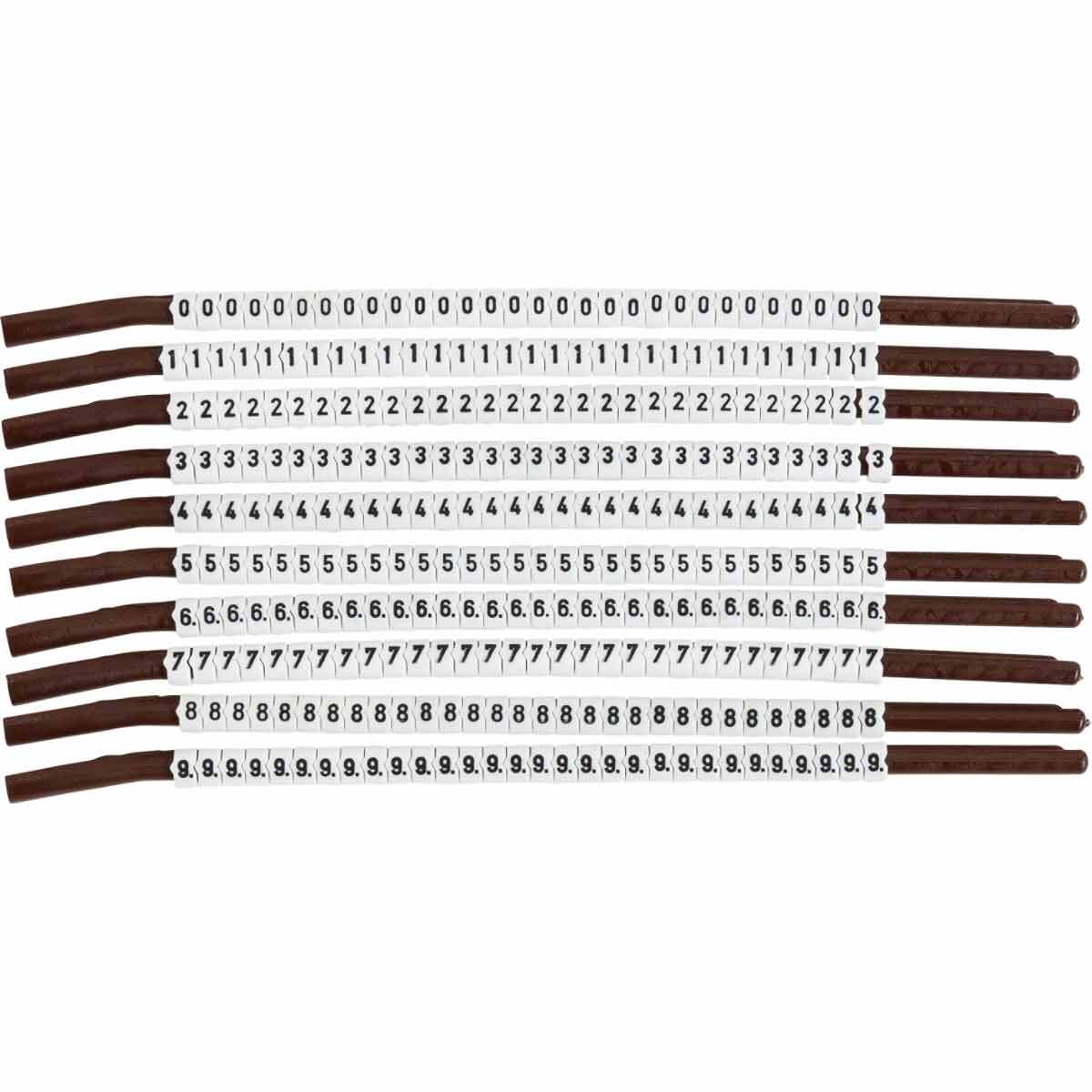 SCNC-15 Clip-Sleeve SCNC Combo Pack Pre-Printed Wire Marker, 0.154 to 0.177 in Wire, 0 to 9 Legend, Black on White Legend, White Marker, Nylon