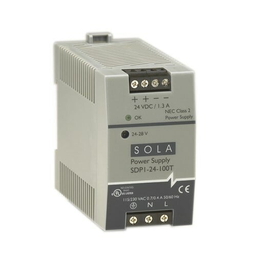 SDP1-24-100T Low Power DC Power Supply, 85 to 264 V AC/90 to 375 V DC Input, 24 to 28 VDC Output, 30 W Power Rating, 2.1 A, DIN Rail Mount