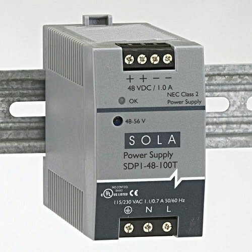 SDP1-48-100T Low Power DC Power Supply, 85 to 264 V AC/90 to 375 V DC Input, 48 to 56 VDC Output, 50 W Power Rating, 1 A, DIN Rail Mount