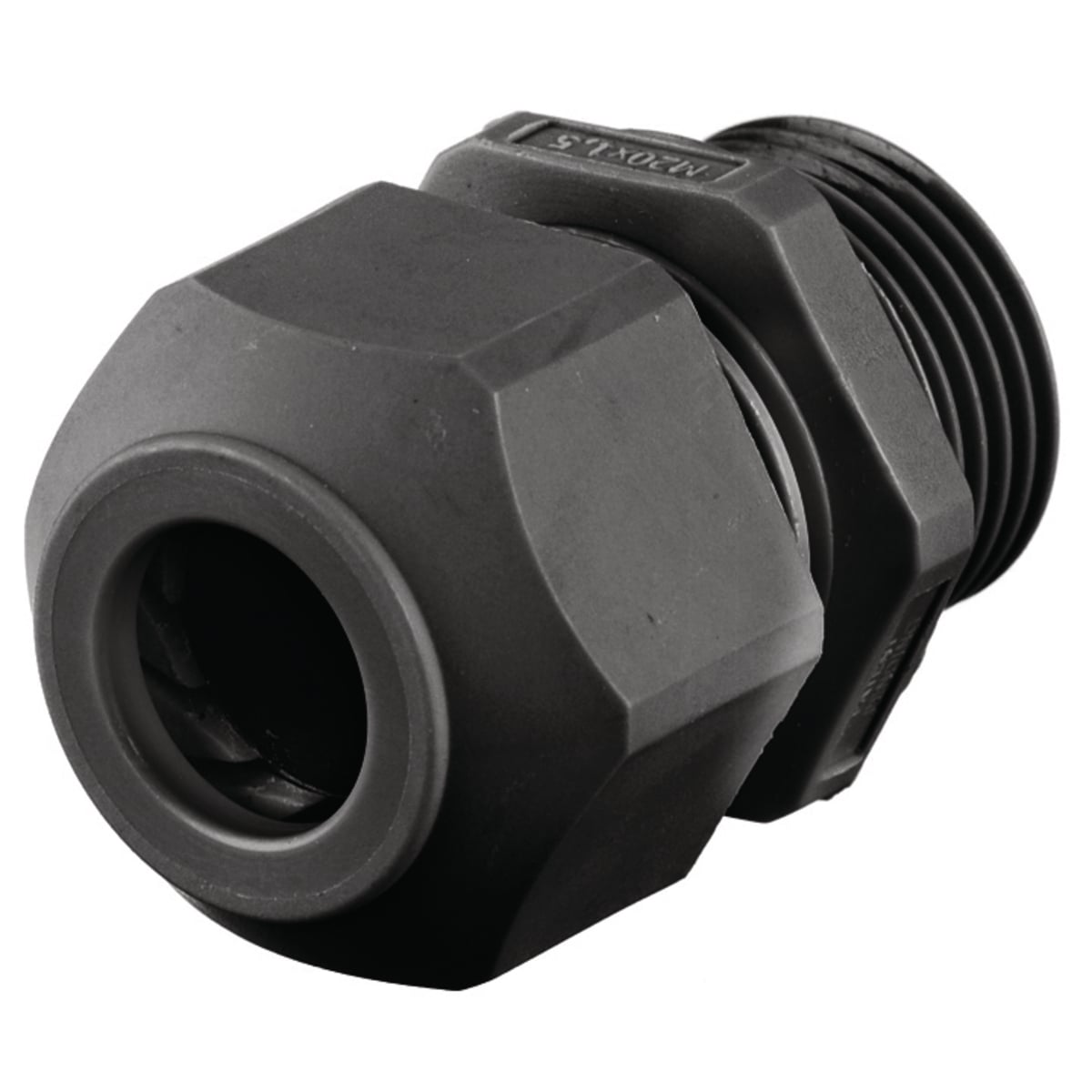 SEC38BA European Style Low Profile NPT Standard Duty Straight Cord Connector, 3/8 in Trade, (1) Conductors, 0.18 to 0.31 in Cable Openings, Nylon, Smooth