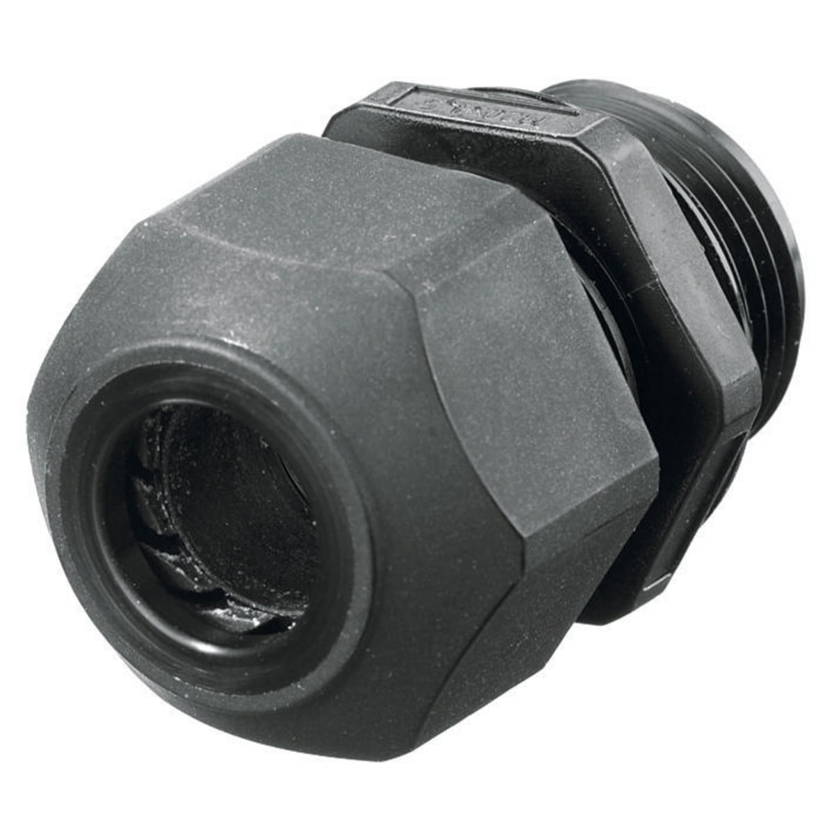 SEC75BA European Style Low Profile NPT Standard Duty Straight Cord Connector, 3/4 in Trade, (1) Conductors, 0.45 to 0.71 in Cable Openings, Nylon, Smooth