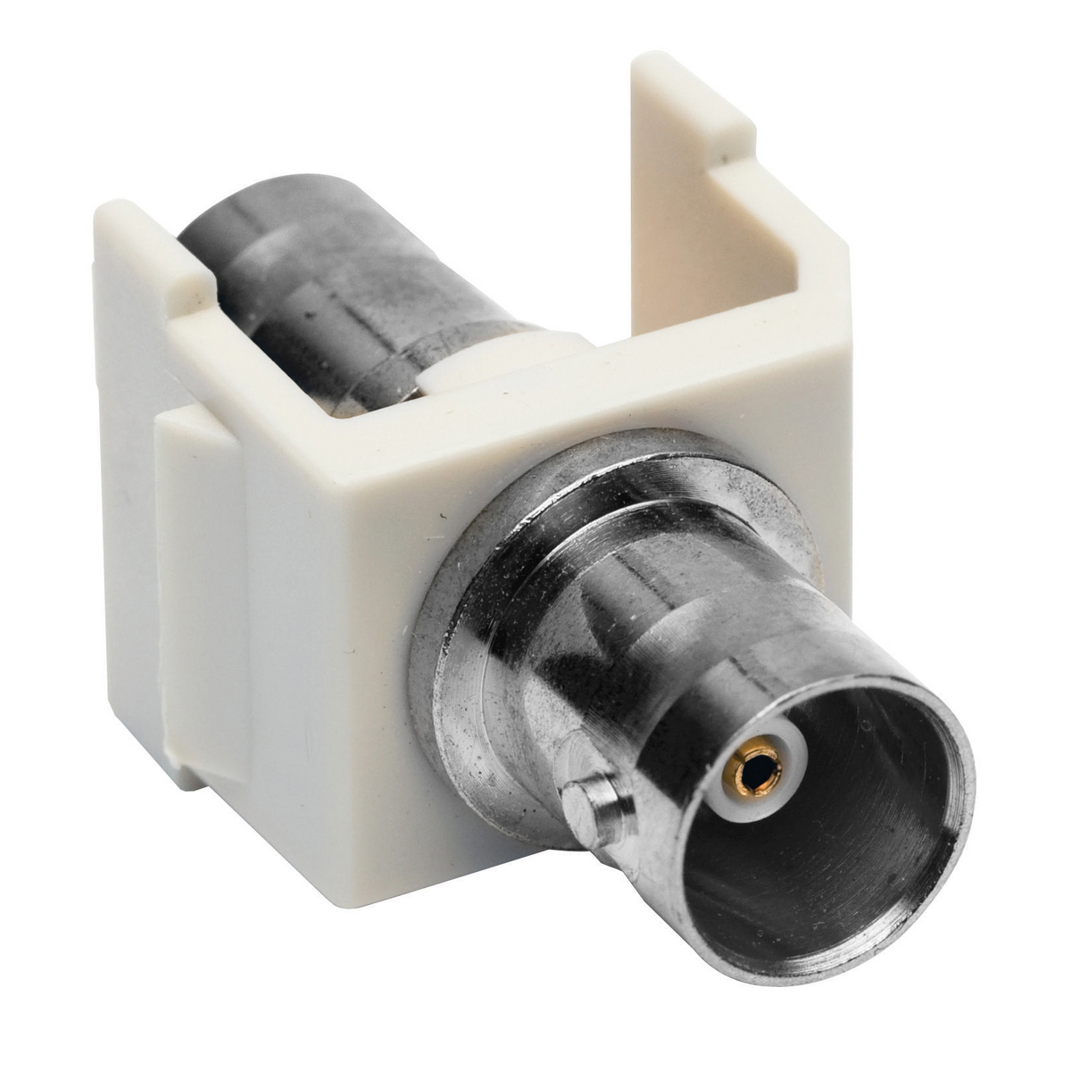 SFBOW Pass-Through Standard A/V BNC Connector, Female Connector, Snap-Fit Mount, Off-White