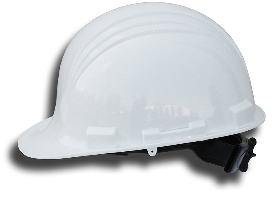 SFTWR Lightweight Ratchet Safety Helmet, 6-1/2 Fits Mini Hat, 8 Fits Max Hat, Polyethylene, 6-Point Impact Absorbing Ratchet Suspension, ANSI Electrical Class Rating: Class C, E and G, ANSI Impact Rating: ANSI Z89 1-1997 Type I