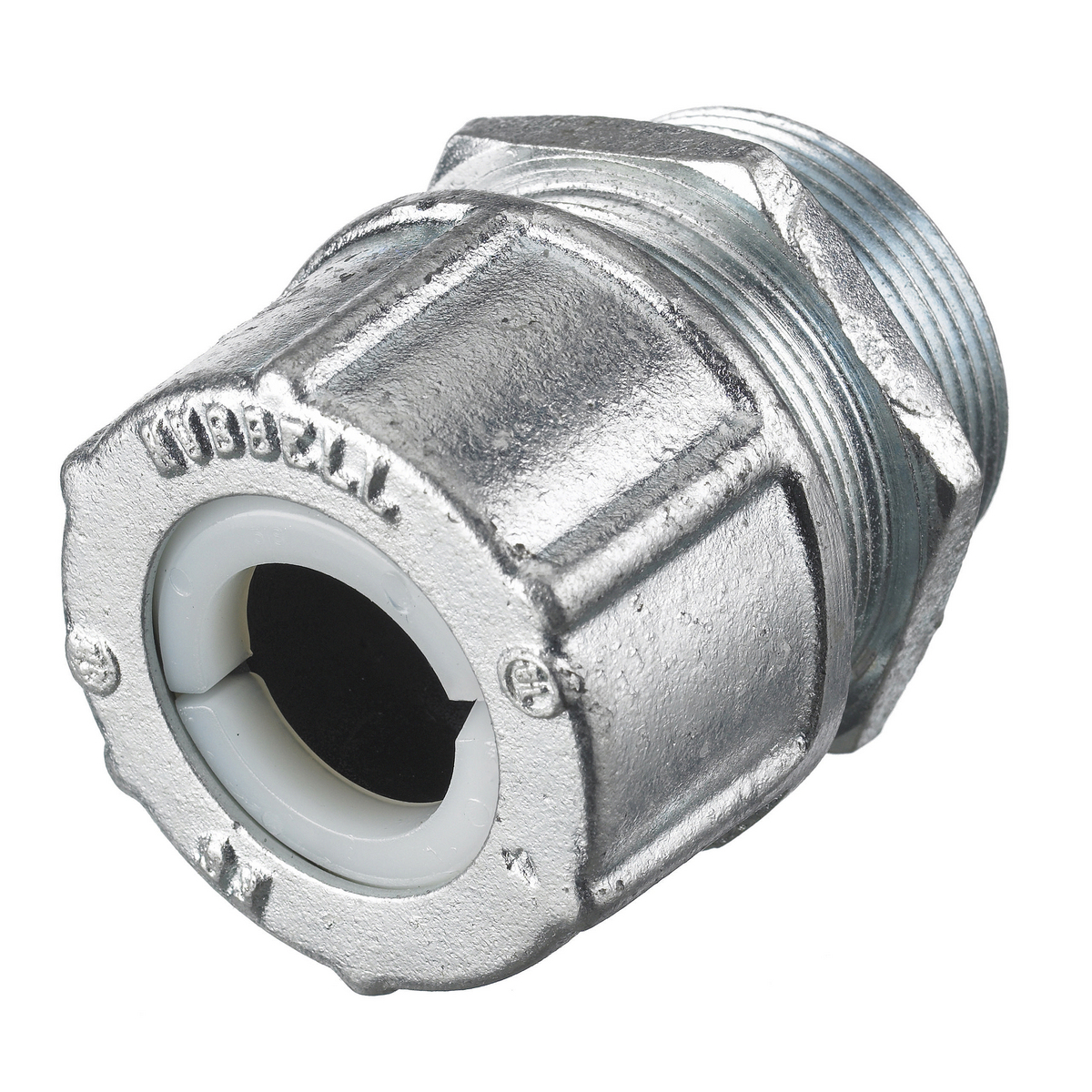 SHC1053ZP Form 5 Standard Duty Straight Cord Connector, 1-1/4 in Trade, 1 Conductor, 1.13 to 1.25 in Cable Openings, Malleable Iron, Machined/Zinc Plated