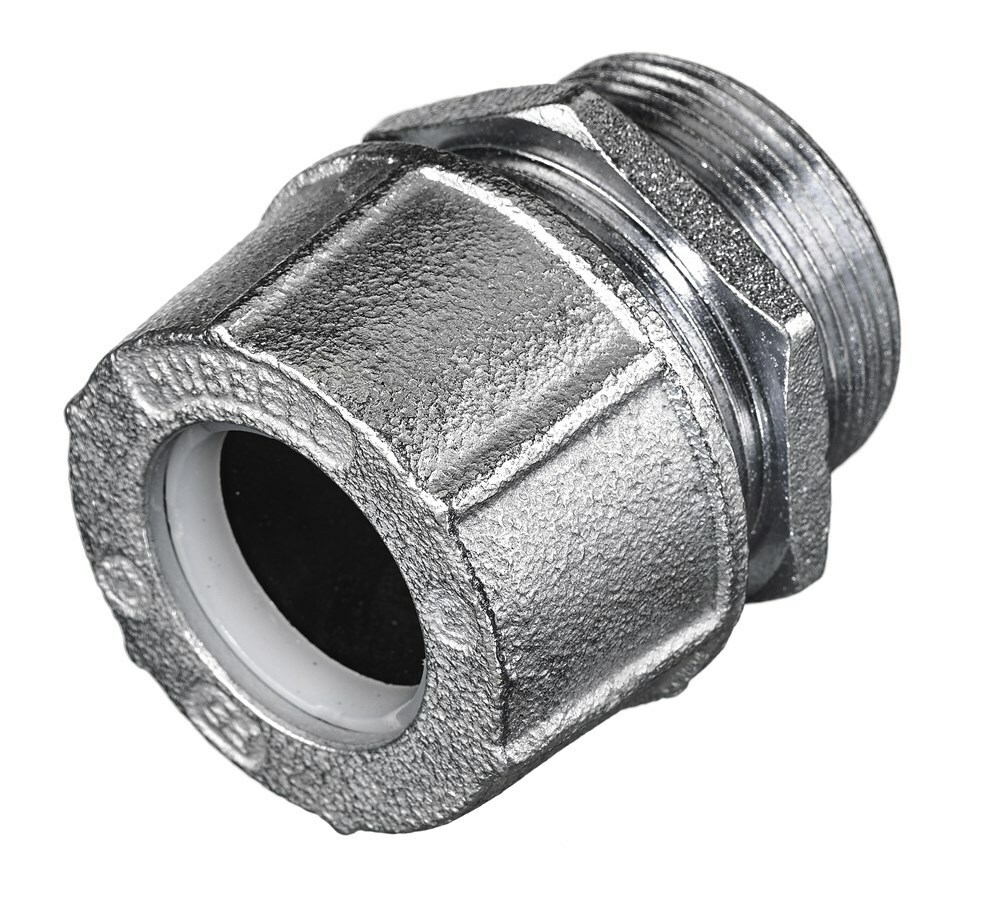 SHC1058ZP Form 5 Standard Straight Cord Connector, 1-1/2 in Trade, 1 Conductor, 1.13 to 1.25 in Cable Openings, Malleable Iron, Machined/Zinc Plated