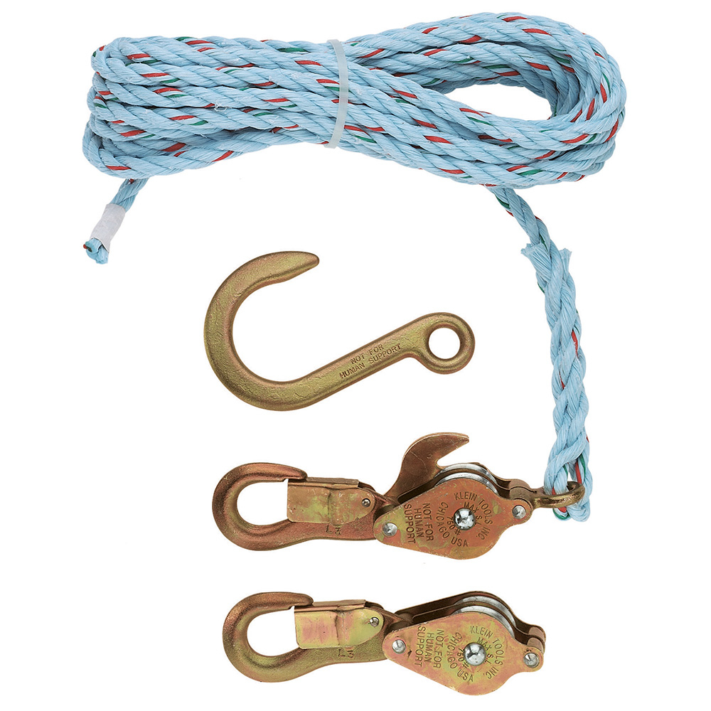 1802-30 Block and Tackle With Standard Hooks, 3/8 in Dia x 300 in L Rope
