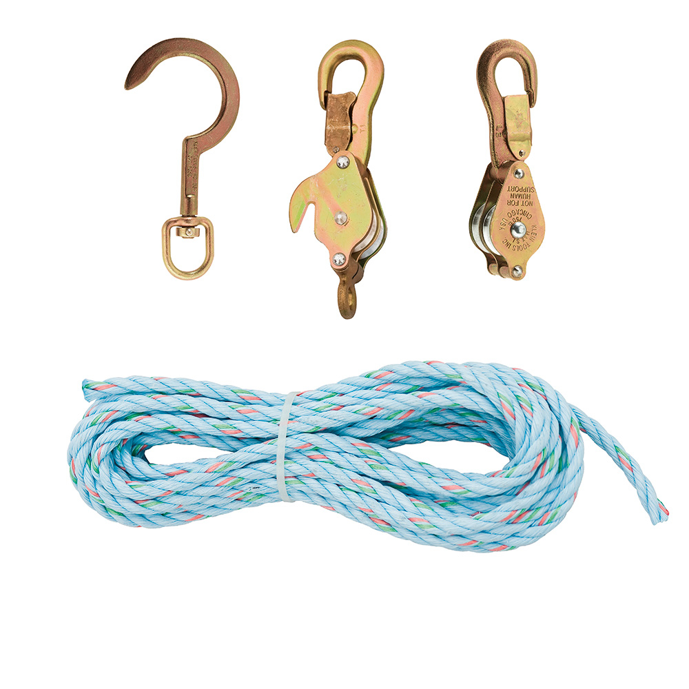 1802-30S Block and Tackle With Standard Hooks, 750 lb Lifting, 3/8 in Dia x 25 ft L Rope