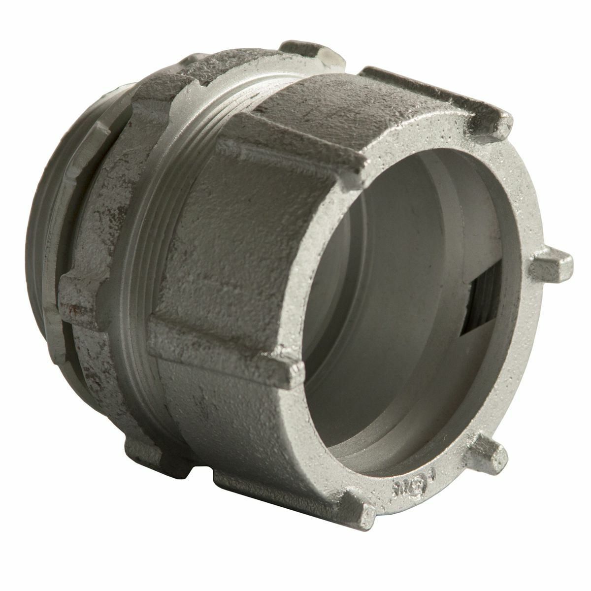 1816 Non-Insulated Compression Connector, 4 in Trade, 4-1/8 in Cable Openings, For Use With Rigid/IMC Conduit, Malleable Iron/Steel, Zinc Electro-Plated